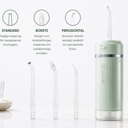 Lucent Pulse Water Flosser � Kabellose Munddusche mit 3 Düsen und USB-C