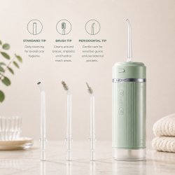 Lucent Pulse Water Flosser � Kabellose Munddusche mit 3 Düsen und USB-C