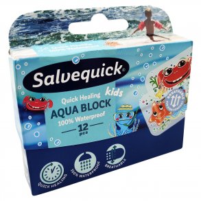 Salvequick Aqua Block KIDS Vandtt Plaster til brn - 12 stk.
