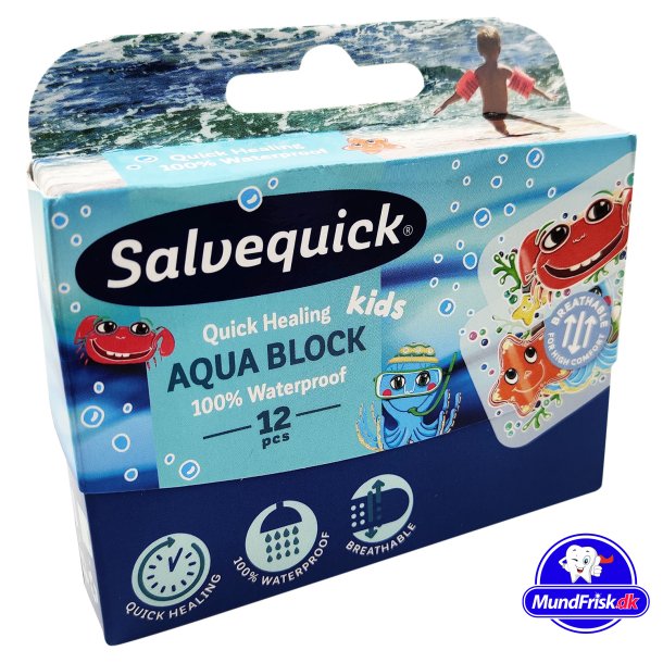 Salvequick Aqua Block KIDS Vandtt Plaster til brn - 12 stk.