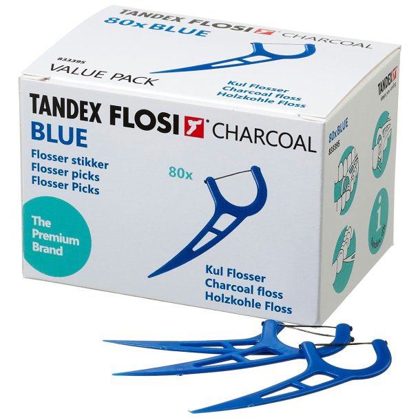 80 st. Tandex Flosi Tandtrdshllare Charcoal BLUE