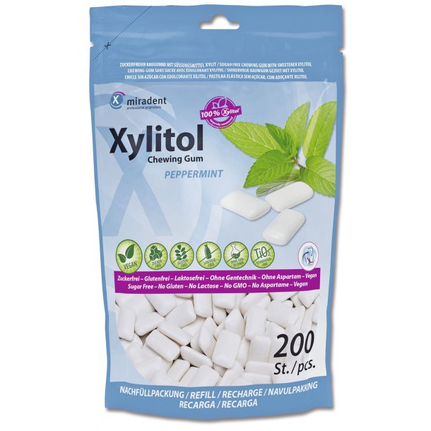 Tannpleie Tyggegummi 200 stk. Miradent Xylitol Peppermint
