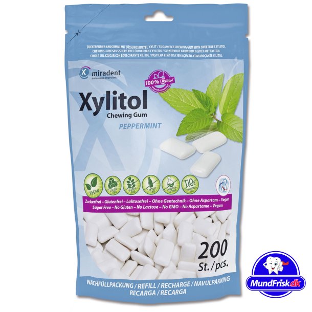 Tannpleie Tyggegummi 200 stk. Miradent Xylitol Peppermint