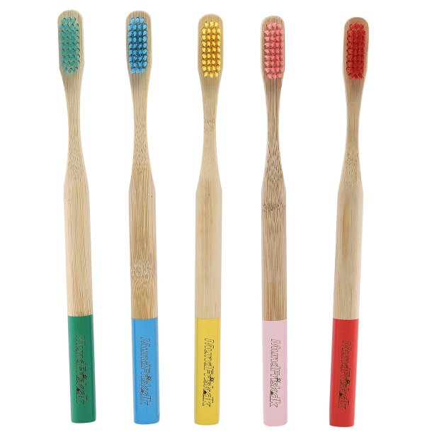 MundFrisk Bamboo Tandborste med frgat handtag och borst