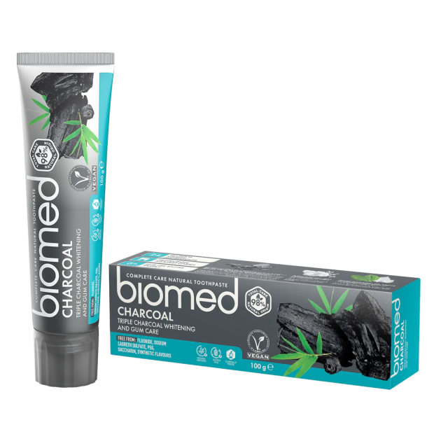 Biomed Charcoal Tandkrm utan fluor 100g