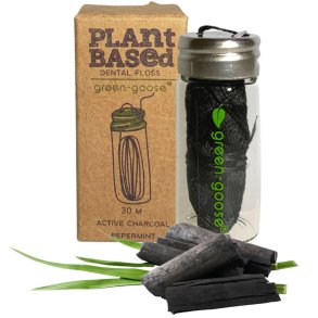 Tandtrd uden PFAS Glasdispenser Green-Goose Charcoal & Mint