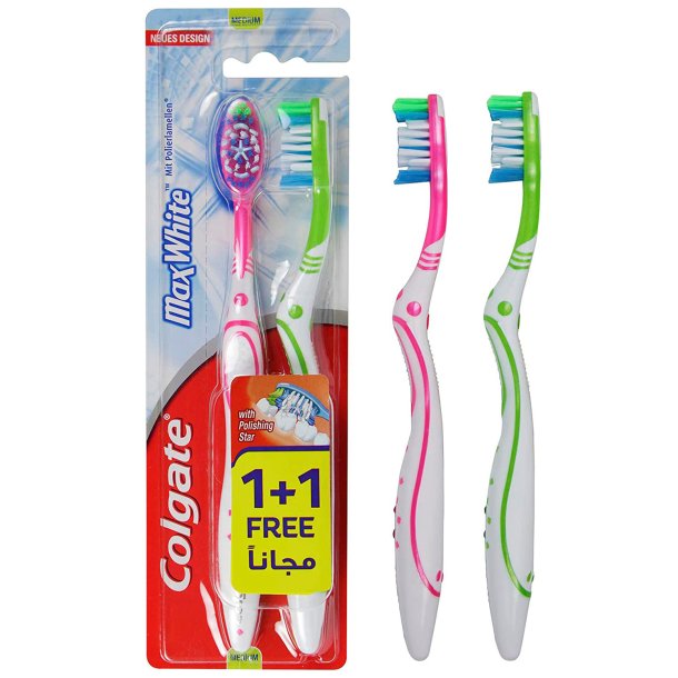 Colgate Tandbrster 2 stk. Max White Medium