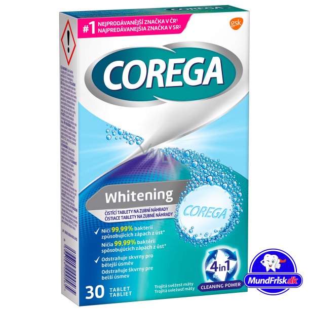 Corega Rensetabletter Whitening 30 stk.