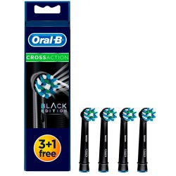 4 stk. Oral-B BLACK Edition CrossAction Tandbrste-hoveder 3+1