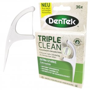 Dentek Eco Triple Clean Floss Picks Plantebaseret 36 stk.