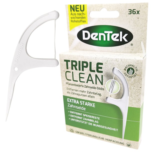 Dentek Eco Triple Clean Floss Picks Vxtbaserad 36 st.
