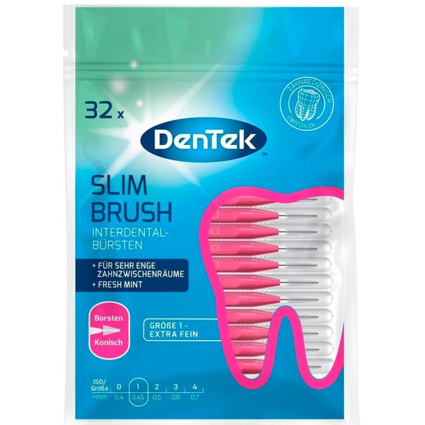 32 pcs. DenTek Slim Brush Brossettes Interdentaires 0.45 mm ISO 1