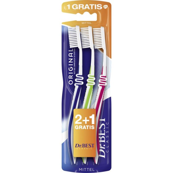 Dr. Bsta tandborstar 3 st. Original Medium