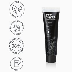 EcoDenta Black CHARCOAL Whitening Tandpasta Uden Fluor