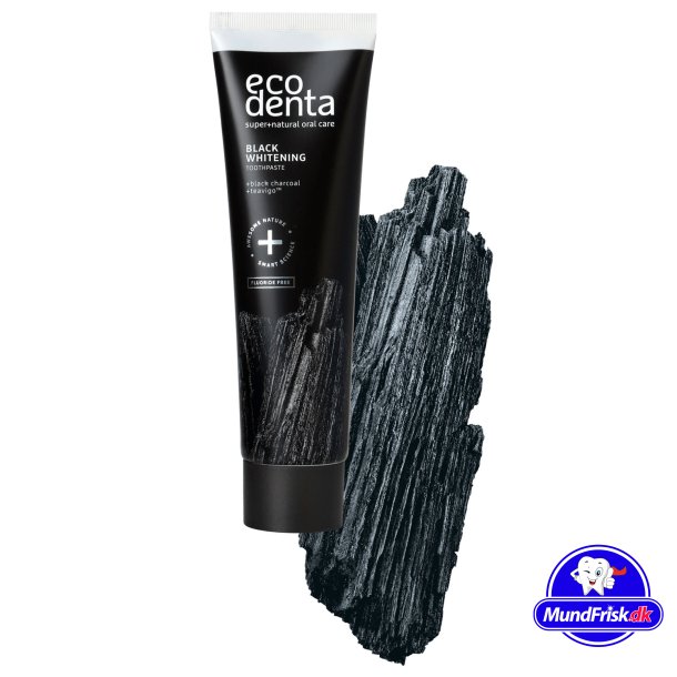 EcoDenta Black CHARCOAL Whitening Tandpasta Uden Fluor