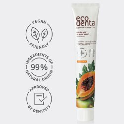 Organic Whitening Tannkrem ECODENTA Papaya &amp; Xylitol 75 ml