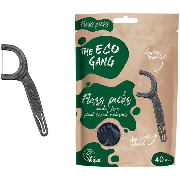 THE ECO GANG Dobbeltstrenget Charcoal Floss Picks