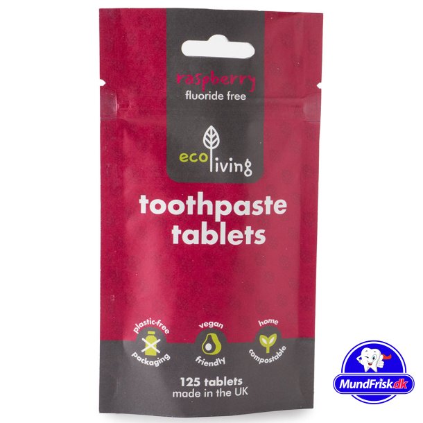 EcoLiving Zahnpasta-Tabletten Himbeere Fluoridfrei 125 Stk.