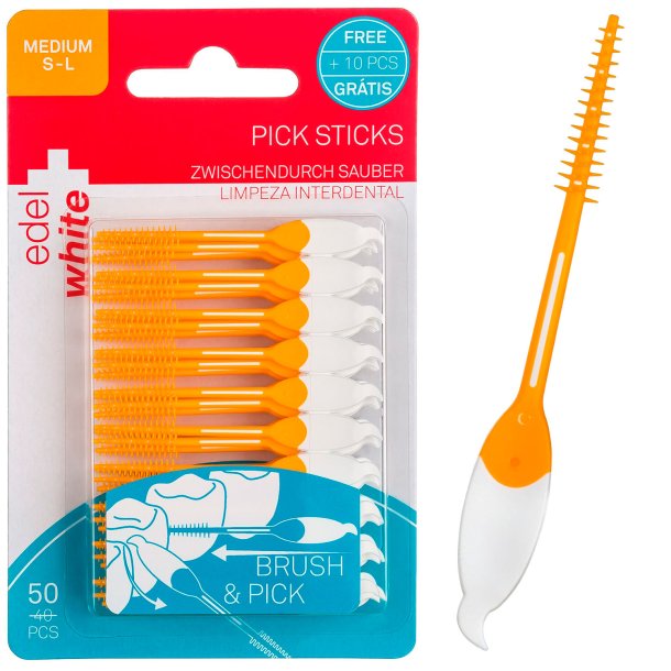 Soft Pick Sticks 50 st. Edel+Vit Medium