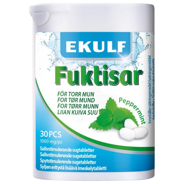 Ekulf Fuktisar sugtabletter Pepparmynta med muntorrhet