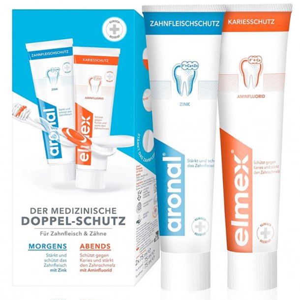  Elmex &amp; Aronal Tandkrm med zink Set 2 x 75 ml.