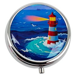 Pilleske Maritim Motiv Rund Metal Pilleboks