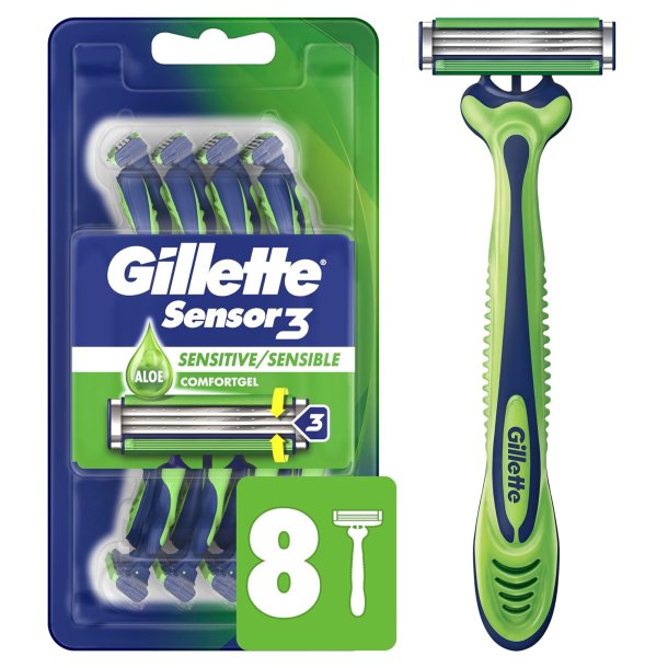 Gillette Sensor3 Sensitive 8 stk. Engangsskrabere