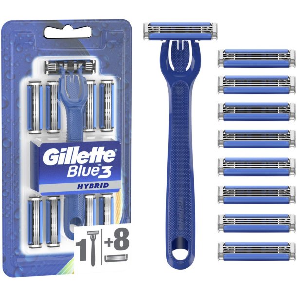Gillette Blue3 Hybrid Barberskraber + 9 Barberblade
