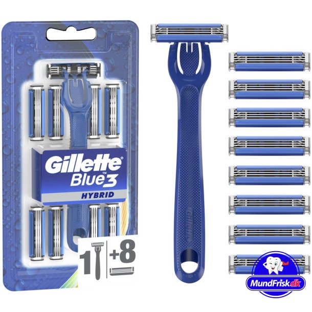 Gillette Blue3 Hybrid Barberskraber + 9 Barberblade