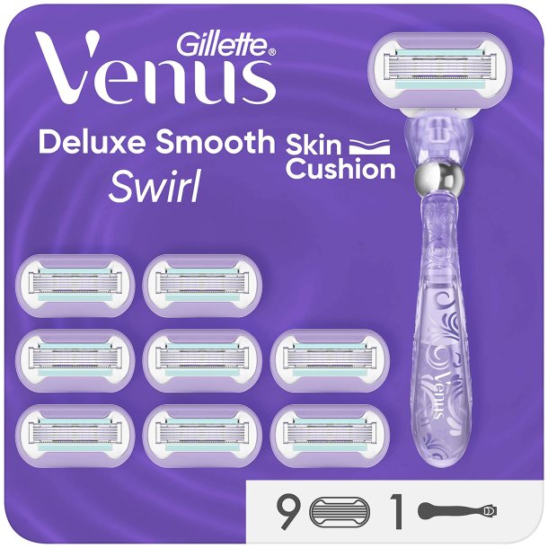 Gillette Venus Deluxe Smooth Swirl barberhvel + 9 barberblader