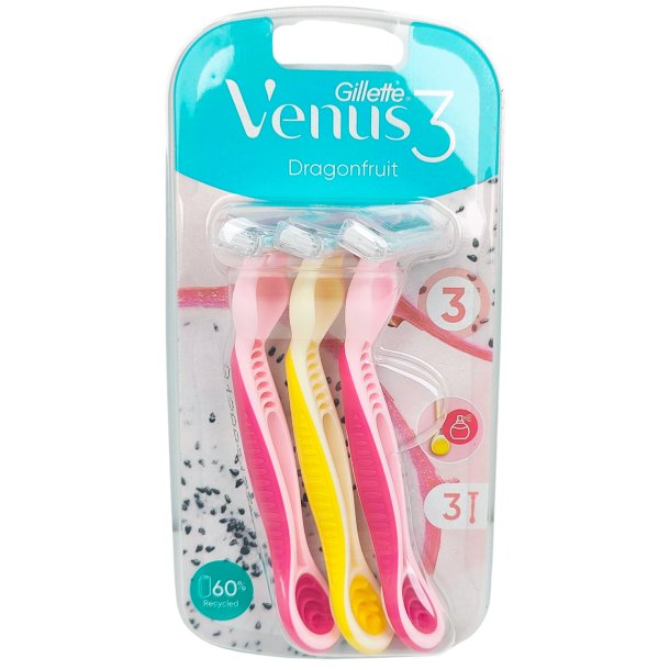 Gillette Venus 3 Engangsskrabere Dragonfruit 3-pk.