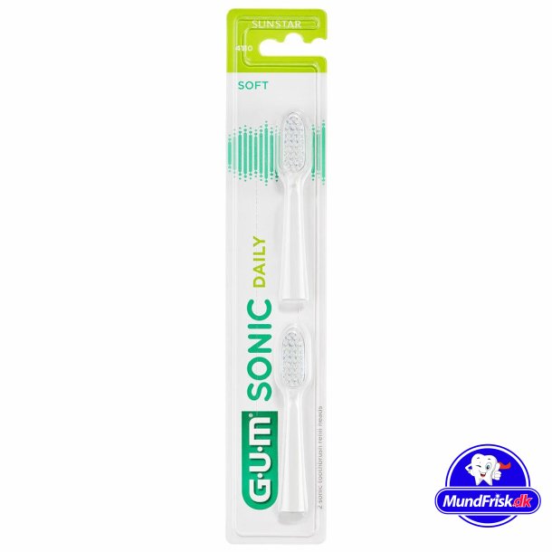 GUM Sonic Daily Hvide Brstehoveder 2 stk. Refill
