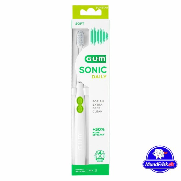 GUM Sonic Daily Batteri El-tandbrste  HVID