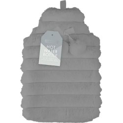 Varmedunk med faux fur-trekk og ste pomponer  1,7 liter