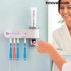 UV-Tandbrste-sterilisator Tandpastaholder + Tandpasta-dispenser
