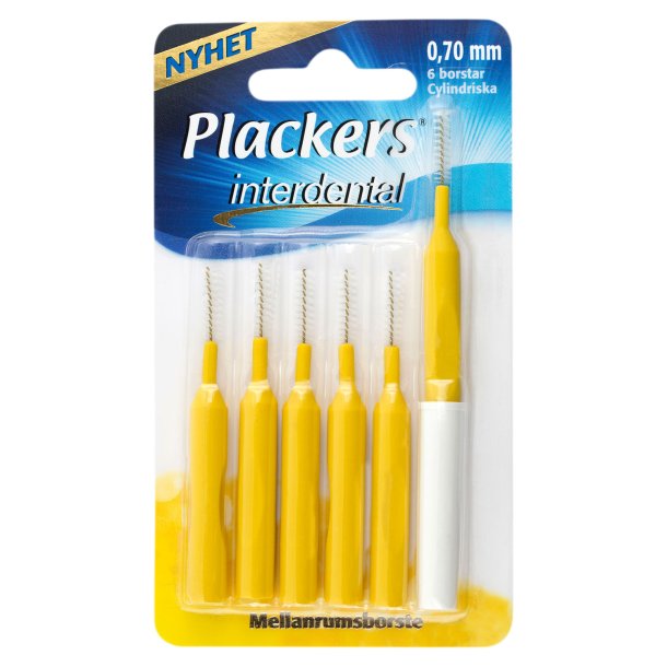 Plackers avstandsbrster - 0,7 mm - 6 stk. - Gul