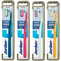 Jordan tandborstar Byt skaft + 4 borsthuvuden Medium