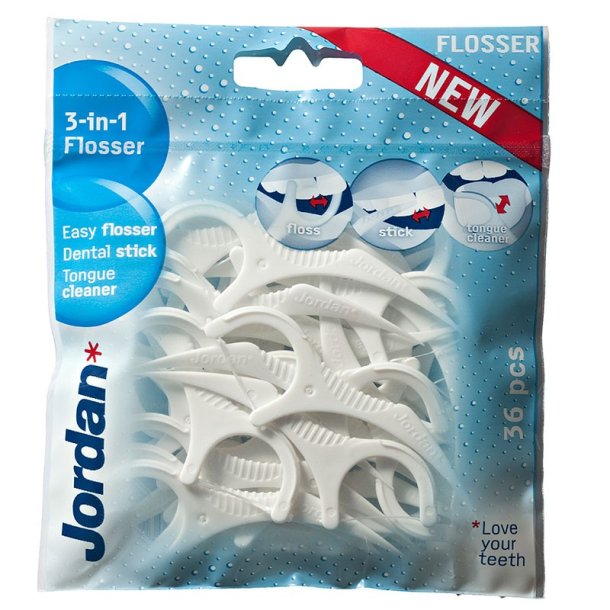 36 st. Jordan 3-i-1 Flosser Tandtr�dsh�llare VIT