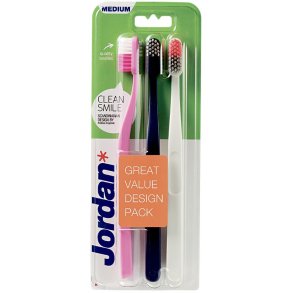 3 stykker. Jordan Clean Smile Tannbrster - medium