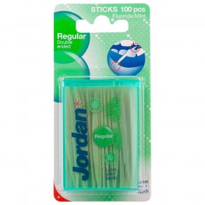 Jordan vanlige tannpirkere i tre med dobbel ende Mint & Fluor