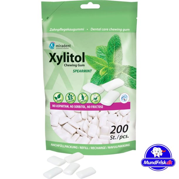 Tannpleie Tyggegummi 200 stk. Miradent Xylitol Spearmint