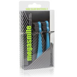 Bl borsthuvuden fr Megasmile Sonic Black Whitening Elektrisk tandborste