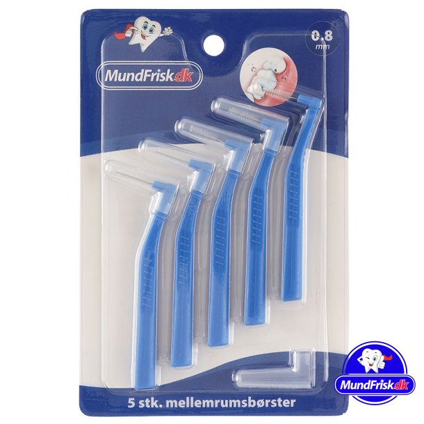 MundFrisk Mellemrumsbrster med hndtag - 0.8 mm - Bl