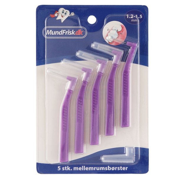 MundFrisk Mellemrumsbrster med hndtag - 1.2 - 1.5. mm - Lilla