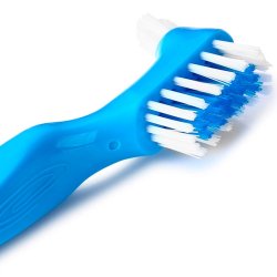 DENTADAN Prothesen-Zahnbrste - Doppelkopf - Blau