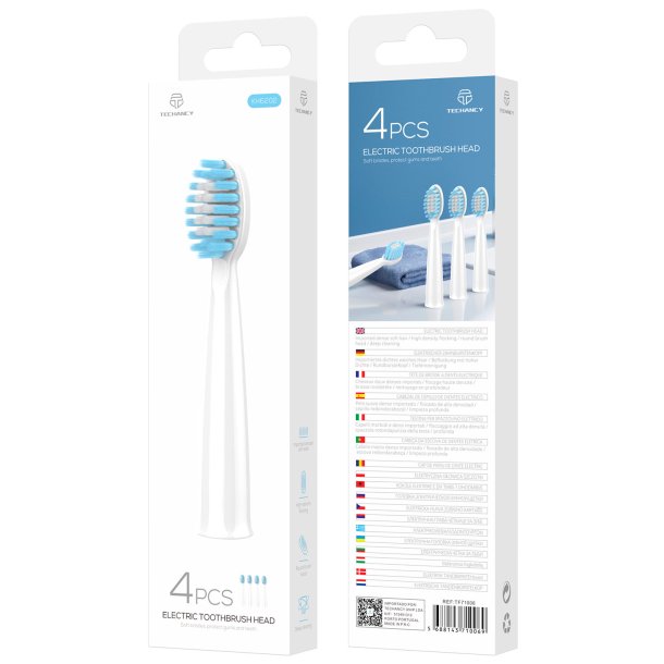 Techancy Brstehoder Hvit Bl 4 stk.