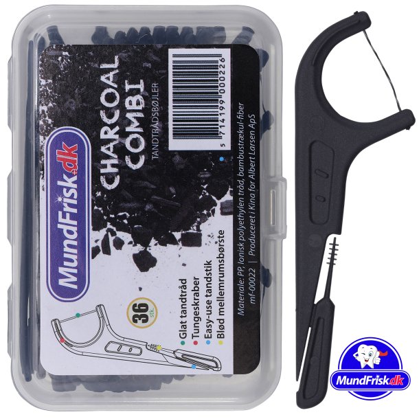 Flosdraad beugel MundFrisk Houtskool Combi Flosser