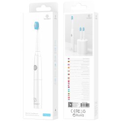 Techancy Batteri Elektrisk tannbrste 2 brstehoder HVIT