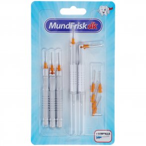 Mellemrumsbrster 1.2 - 1.5 mm - St med 5 stk. + 5 Refills - ORANGE