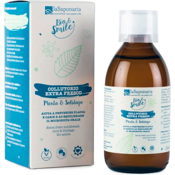 Naturlig munnvann La Saponaria Ekstra fersk mynte og Solidago